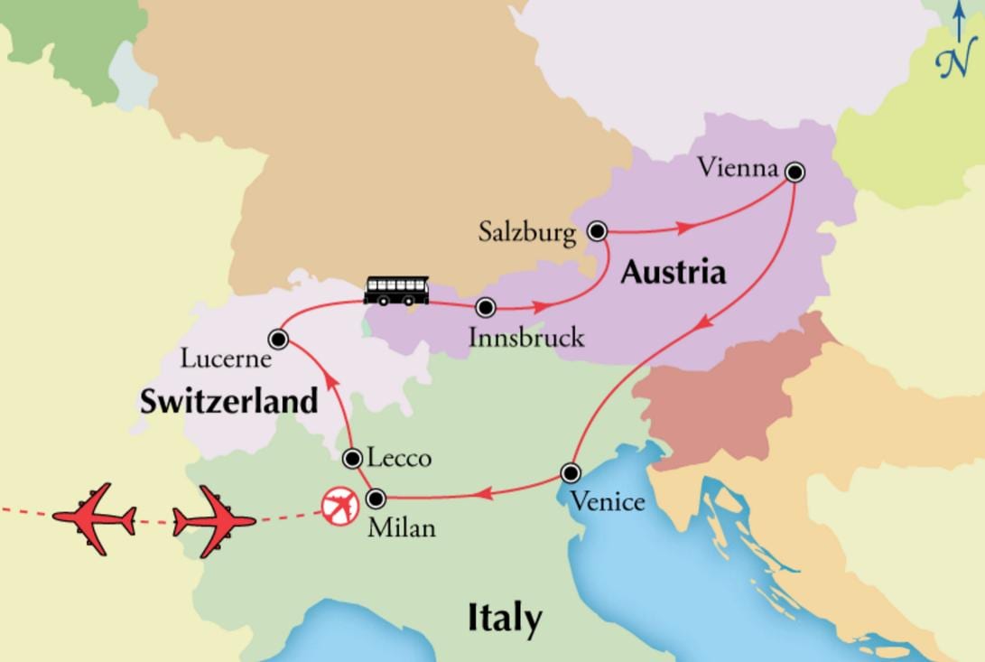 வரைபடம் வியன்னா switzerlan
