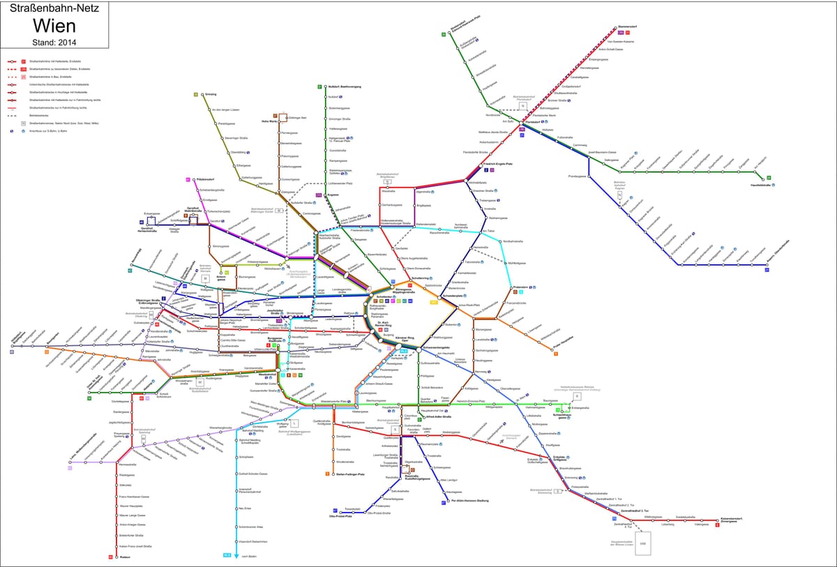 வியன்னா strassenbahn வரைபடம்